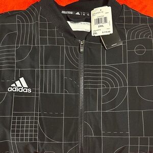 adidas Black Geometric Windbreaker